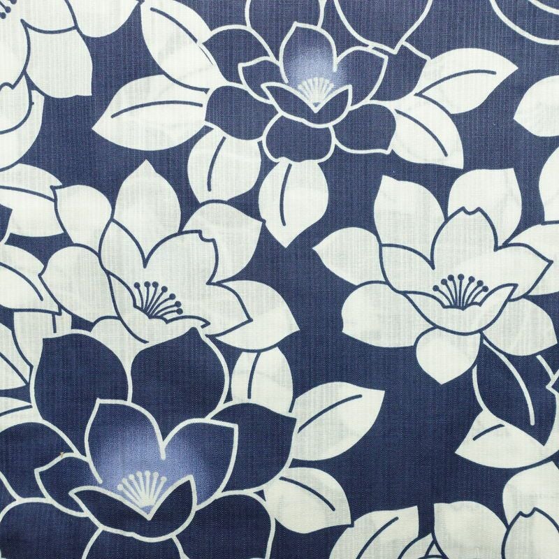 新品 浴衣 滝流れ織 国内染色 国内加工 女性用 綿 紺 花 しつけ糸付き 未使用品 ゆかた レトロ シック モダン_画像3