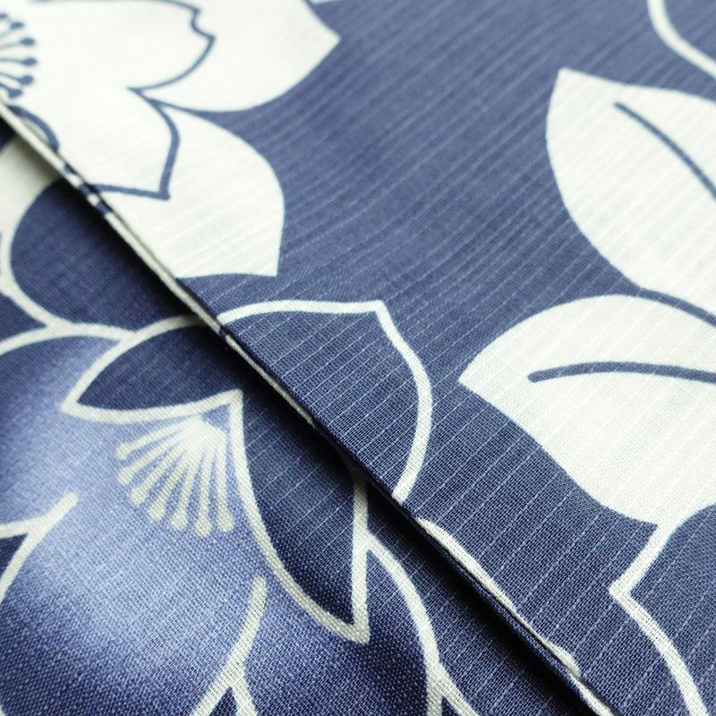 新品 浴衣 滝流れ織 国内染色 国内加工 女性用 綿 紺 花 しつけ糸付き 未使用品 ゆかた レトロ シック モダン_画像8