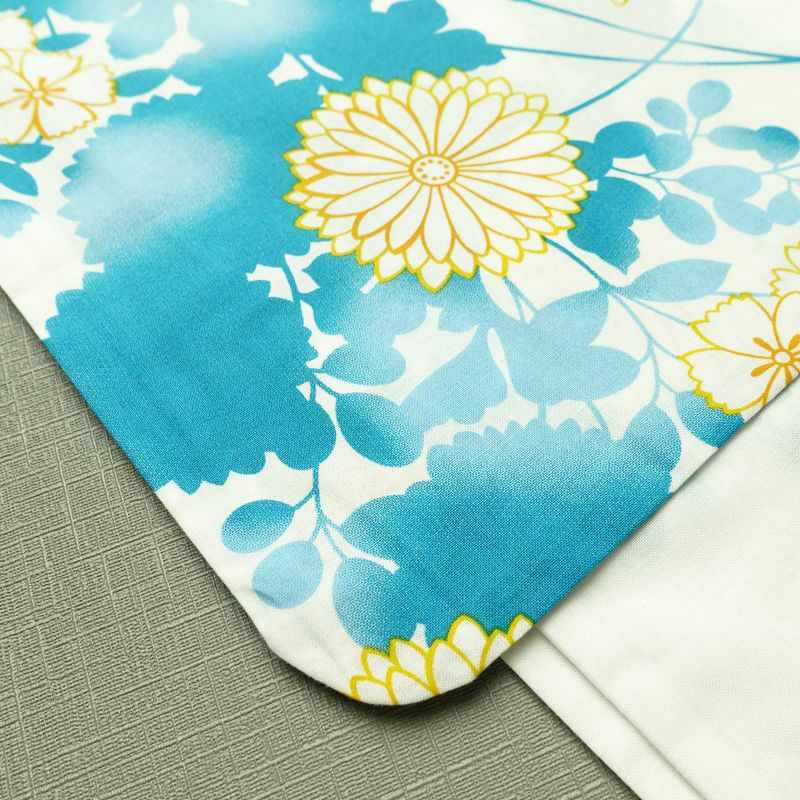 新品 浴衣 帯 2点セット 女性用 綿 平織 古典柄 浴衣 半幅帯 未使用品 花 青 蒼花 しっとり_画像7