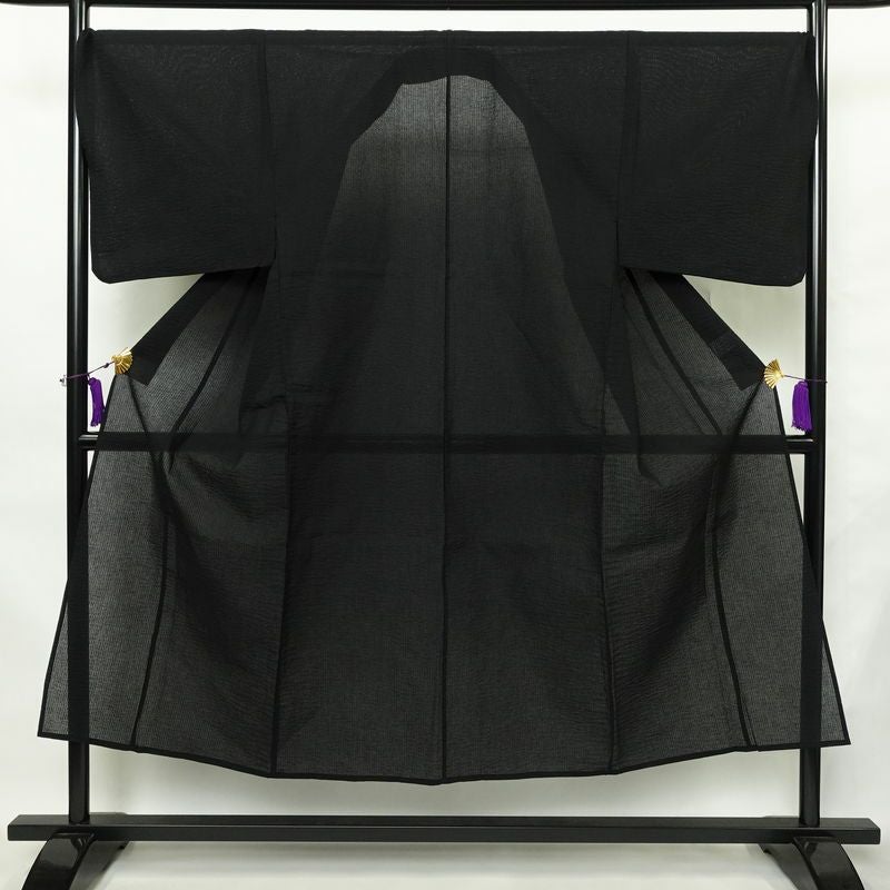 新品 男性用 浴衣 良品 綿 無地 単衣仕立て 身丈148cm 裄丈71.5cm 未使用品 黒_画像1