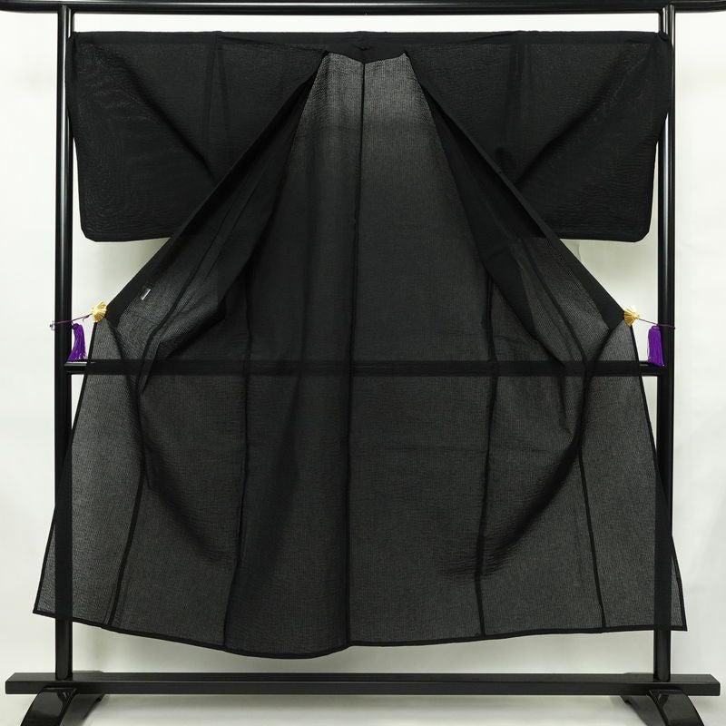 新品 男性用 浴衣 良品 綿 無地 単衣仕立て 身丈148cm 裄丈71.5cm 未使用品 黒_画像3