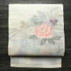 名古屋帯 太鼓柄 正絹 花柄 名古屋仕立て なごや帯 リサイクル帯 帯 シンプル 白_画像1