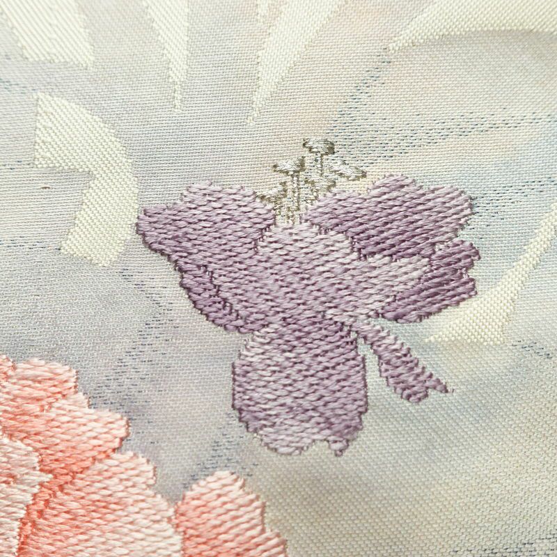 名古屋帯 太鼓柄 正絹 花柄 名古屋仕立て なごや帯 リサイクル帯 帯 シンプル 白_画像4