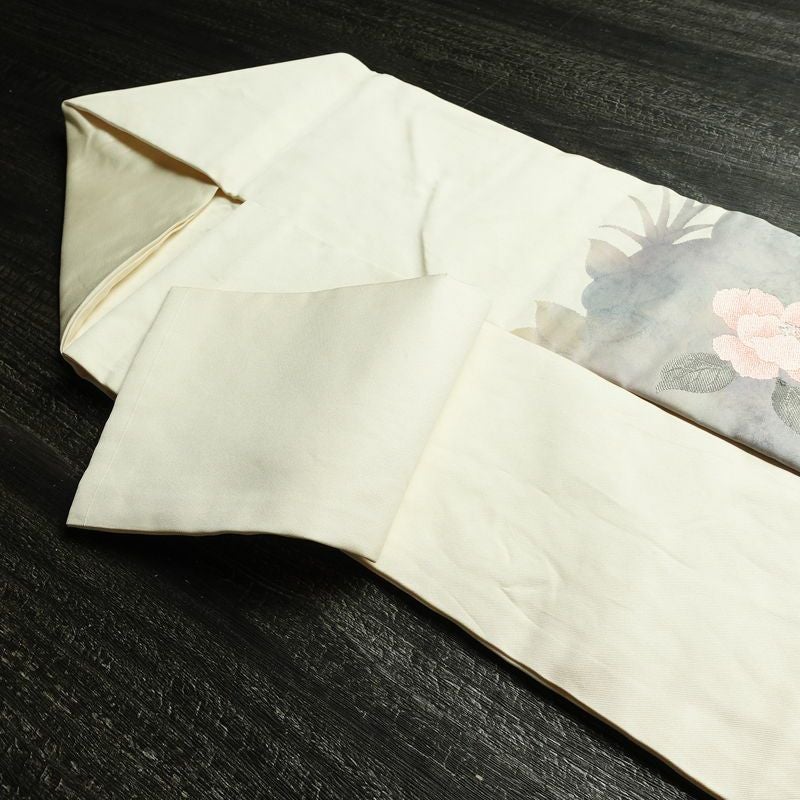 名古屋帯 太鼓柄 正絹 花柄 名古屋仕立て なごや帯 リサイクル帯 帯 シンプル 白_画像21