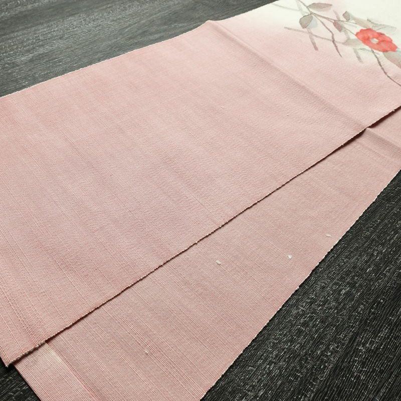 名古屋帯 太鼓柄 正絹 花柄 通し仕立て なごや帯 リサイクル帯 帯 椿 シンプル 多色使い_画像8