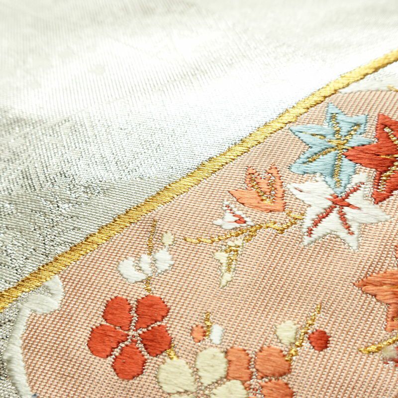 名古屋帯 太鼓柄 正絹 古典柄 名古屋仕立て なごや帯 リサイクル帯 帯 雪輪 引箔 金糸 金・銀_画像5