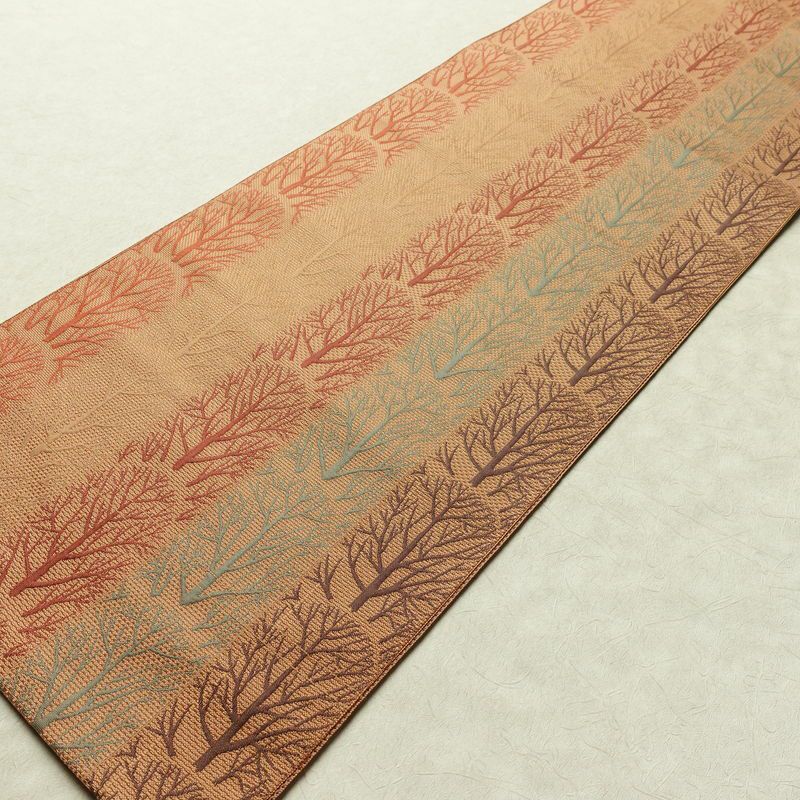 名古屋帯 六通柄 良品 正絹 木の葉・植物柄 松葉仕立て なごや帯 リサイクル帯 帯 橙_画像8