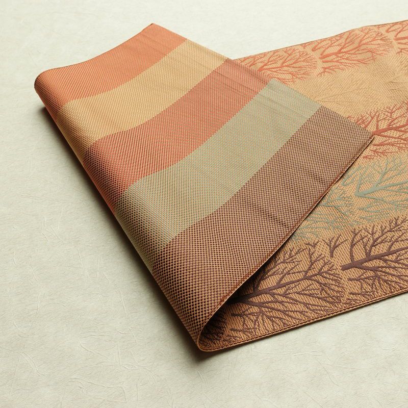 名古屋帯 六通柄 良品 正絹 木の葉・植物柄 松葉仕立て なごや帯 リサイクル帯 帯 橙_画像9