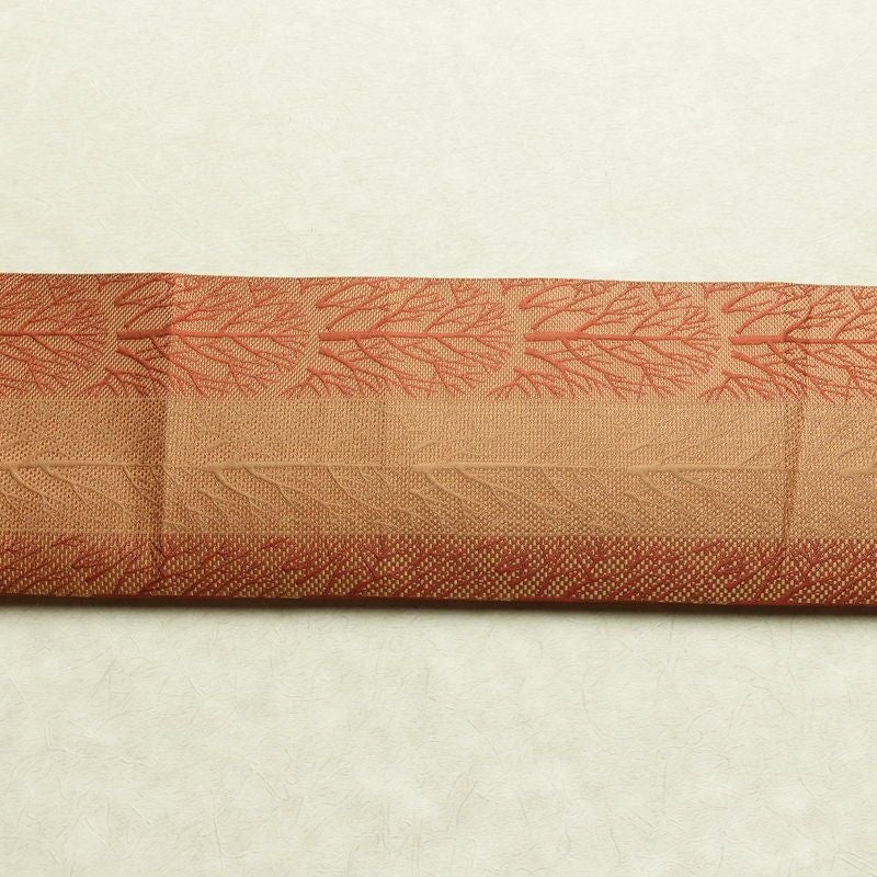 名古屋帯 六通柄 良品 正絹 木の葉・植物柄 松葉仕立て なごや帯 リサイクル帯 帯 橙_画像13