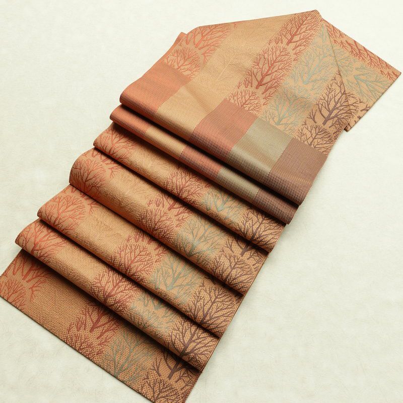 名古屋帯 六通柄 良品 正絹 木の葉・植物柄 松葉仕立て なごや帯 リサイクル帯 帯 橙_画像18