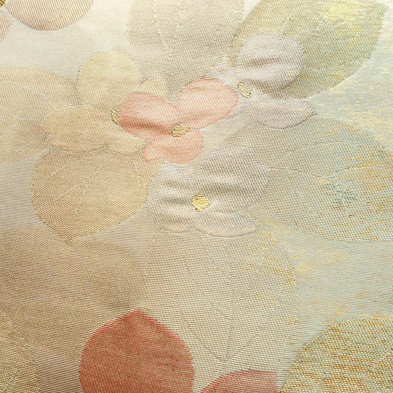 名古屋帯 六通柄 正絹 花柄 名古屋仕立て なごや帯 リサイクル帯 帯 箔 金糸 多色使い_画像3