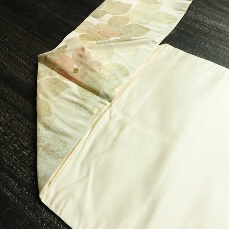 名古屋帯 六通柄 正絹 花柄 名古屋仕立て なごや帯 リサイクル帯 帯 箔 金糸 多色使い_画像19