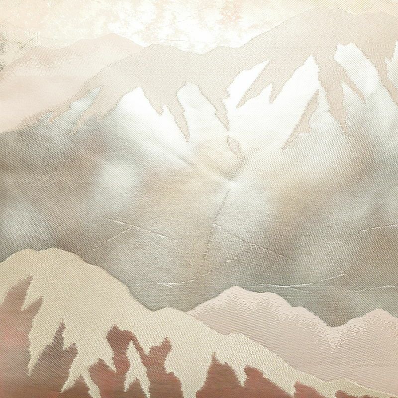 名古屋帯 六通柄 正絹 幾何学柄・抽象柄 名古屋仕立て なごや帯 リサイクル帯 帯 引箔 ピンク_画像2