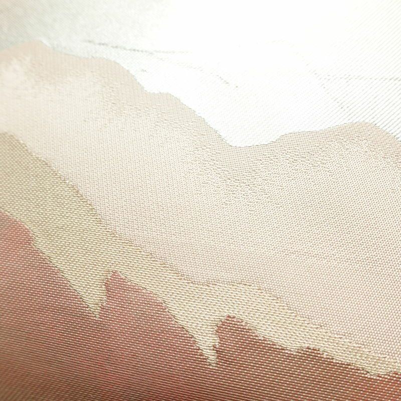 名古屋帯 六通柄 正絹 幾何学柄・抽象柄 名古屋仕立て なごや帯 リサイクル帯 帯 引箔 ピンク_画像3