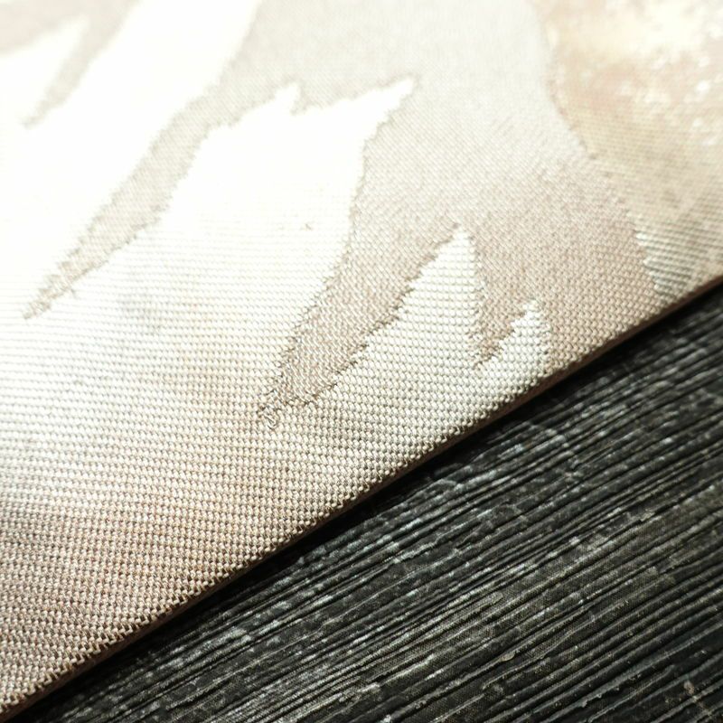 名古屋帯 六通柄 正絹 幾何学柄・抽象柄 名古屋仕立て なごや帯 リサイクル帯 帯 引箔 ピンク_画像12