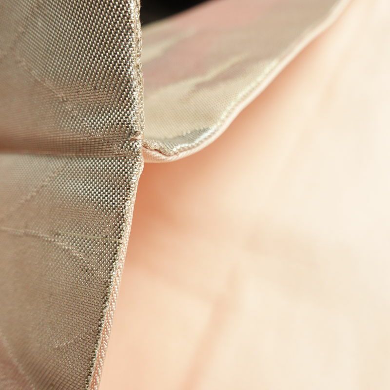 名古屋帯 六通柄 正絹 幾何学柄・抽象柄 名古屋仕立て なごや帯 リサイクル帯 帯 引箔 ピンク_画像20