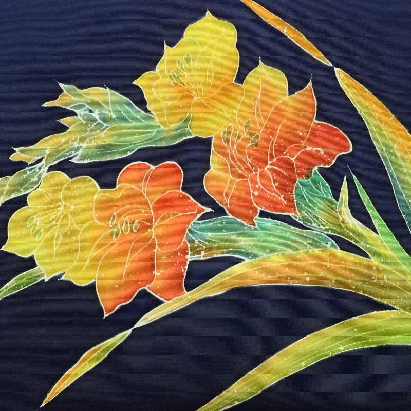 名古屋帯 太鼓柄 良品 正絹 花柄 名古屋仕立て なごや帯 リサイクル帯 一部しつけ糸付き 帯 シンプル 青・紺_画像2