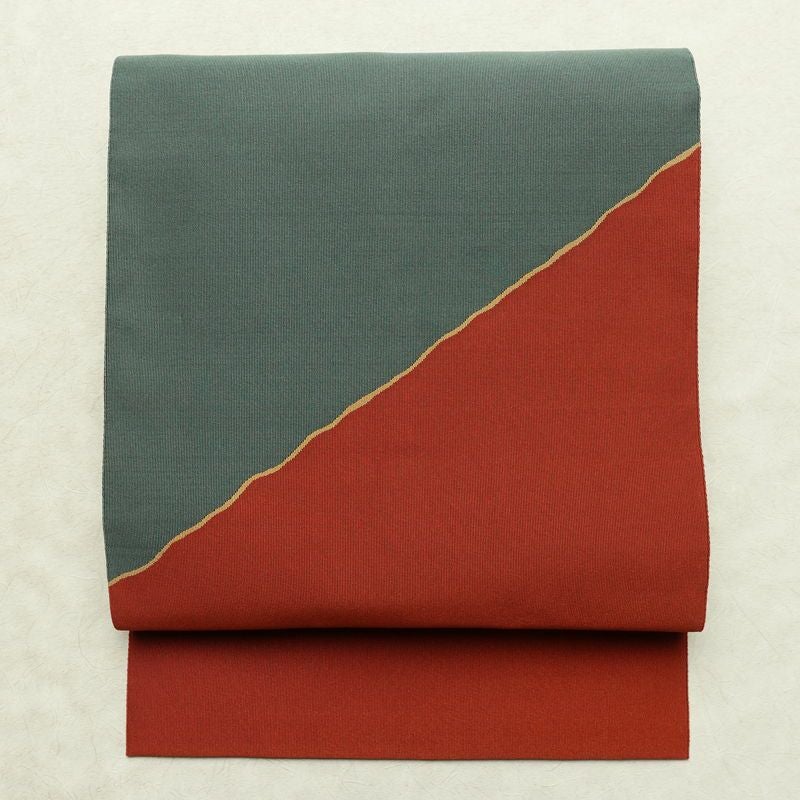 名古屋帯 太鼓柄 良品 正絹 その他の柄 名古屋仕立て なごや帯 リサイクル帯 帯 モダン シンプル 赤・朱_画像1