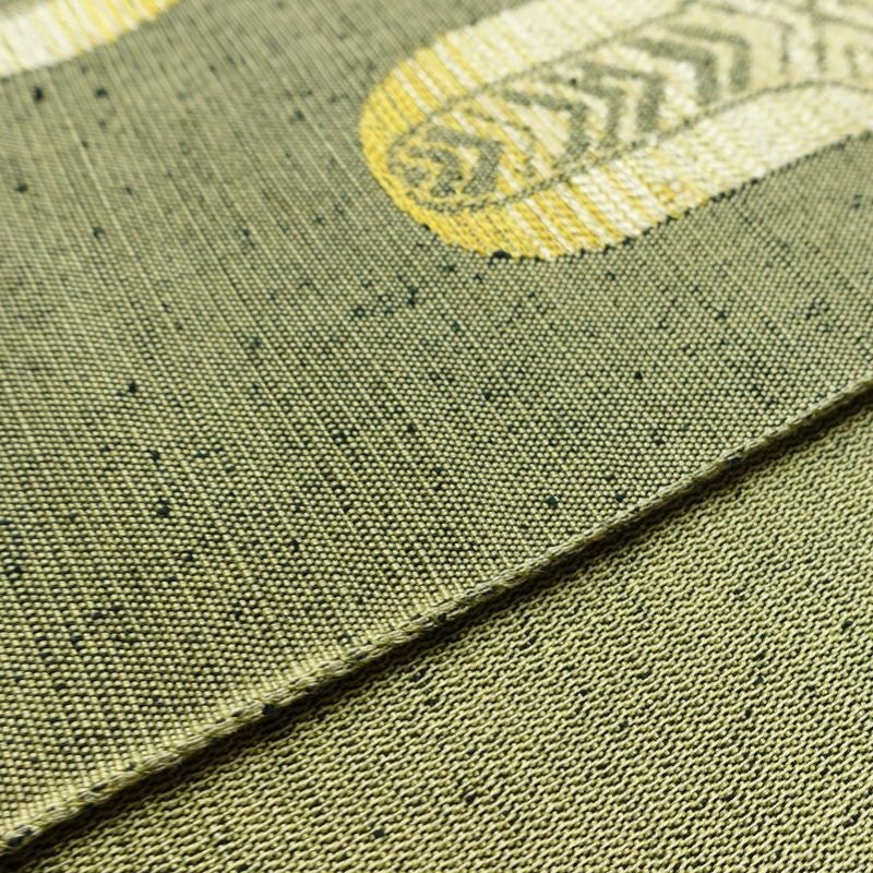 名古屋帯 六通柄 良品 正絹 古典柄 通し仕立て なごや帯 リサイクル帯 帯 緑・うぐいす色_画像11