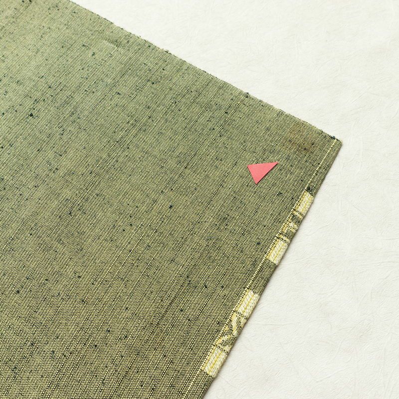 名古屋帯 六通柄 良品 正絹 古典柄 通し仕立て なごや帯 リサイクル帯 帯 緑・うぐいす色_画像19
