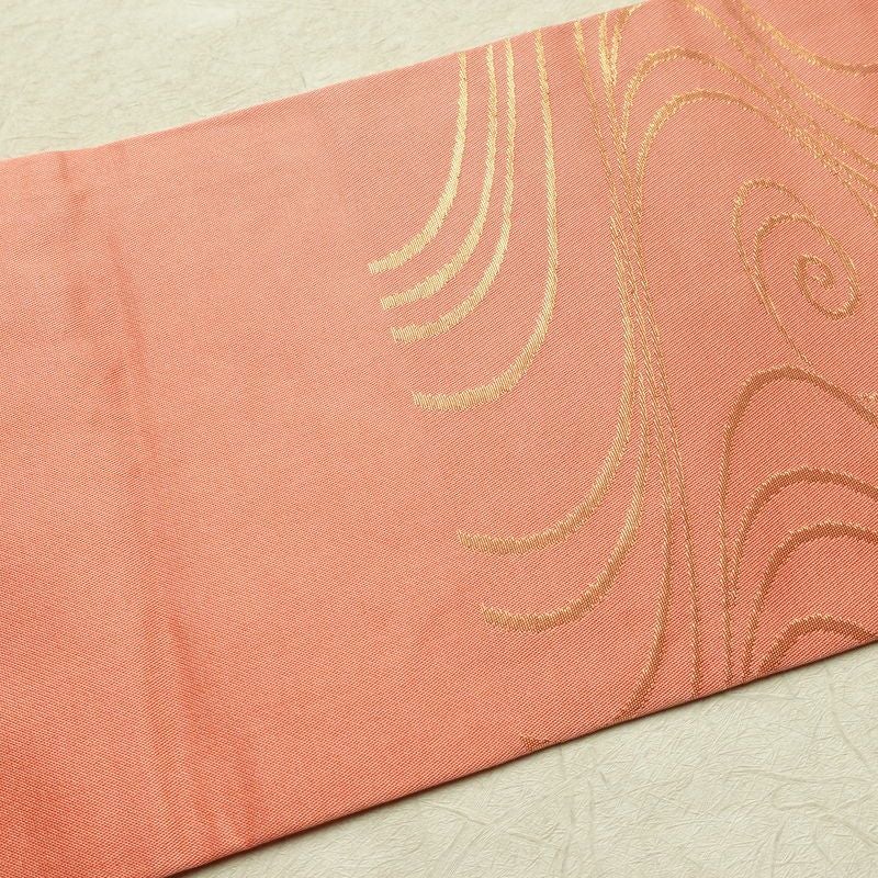 名古屋帯 六通柄 正絹 流水・波柄 名古屋仕立て なごや帯 リサイクル帯 帯 ピンク_画像16