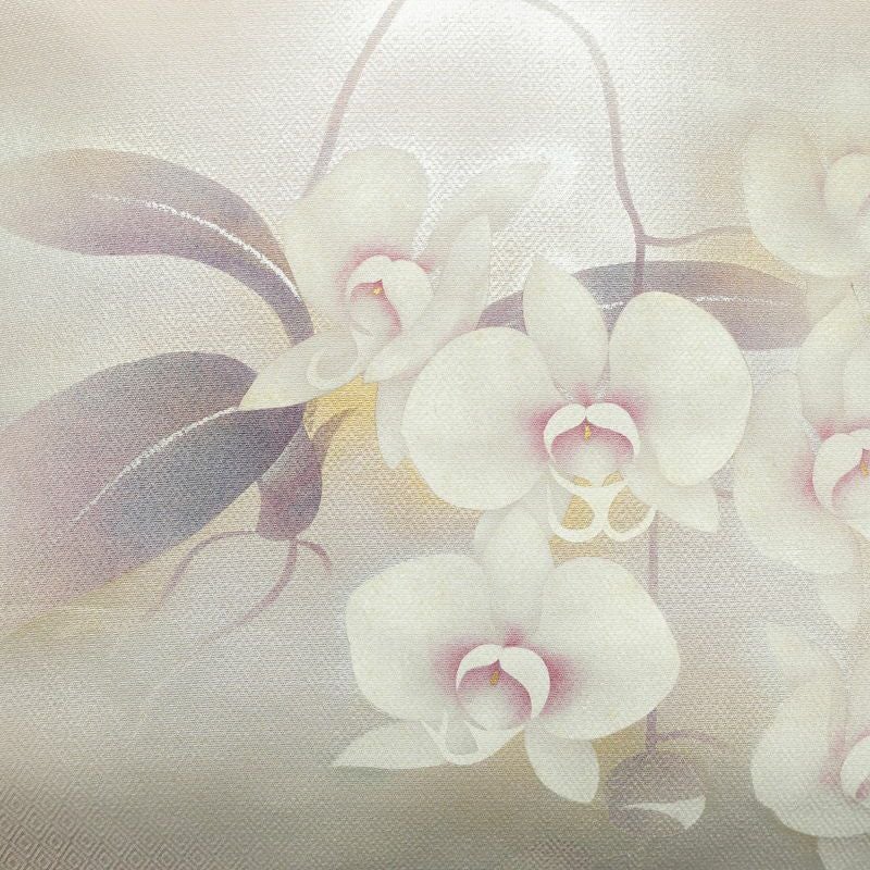 名古屋帯 太鼓柄 落款入り 正絹 花柄 名古屋仕立て なごや帯 リサイクル帯 帯 金彩 紫・藤色_画像2