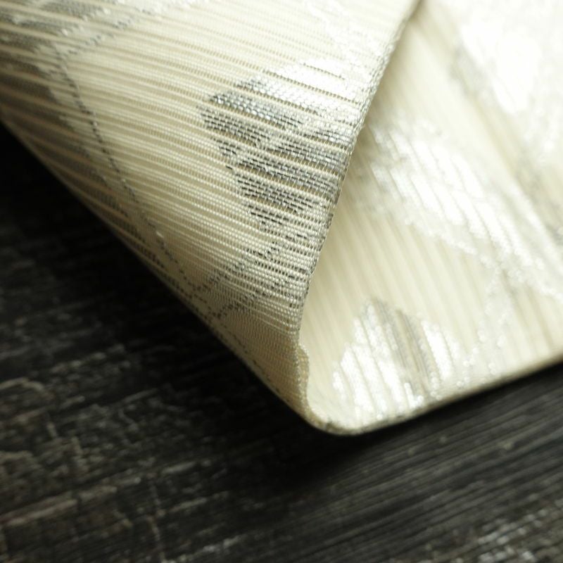 名古屋帯 全通柄 正絹 古典柄 名古屋仕立て なごや帯 リサイクル帯 帯 銀糸 白_画像10