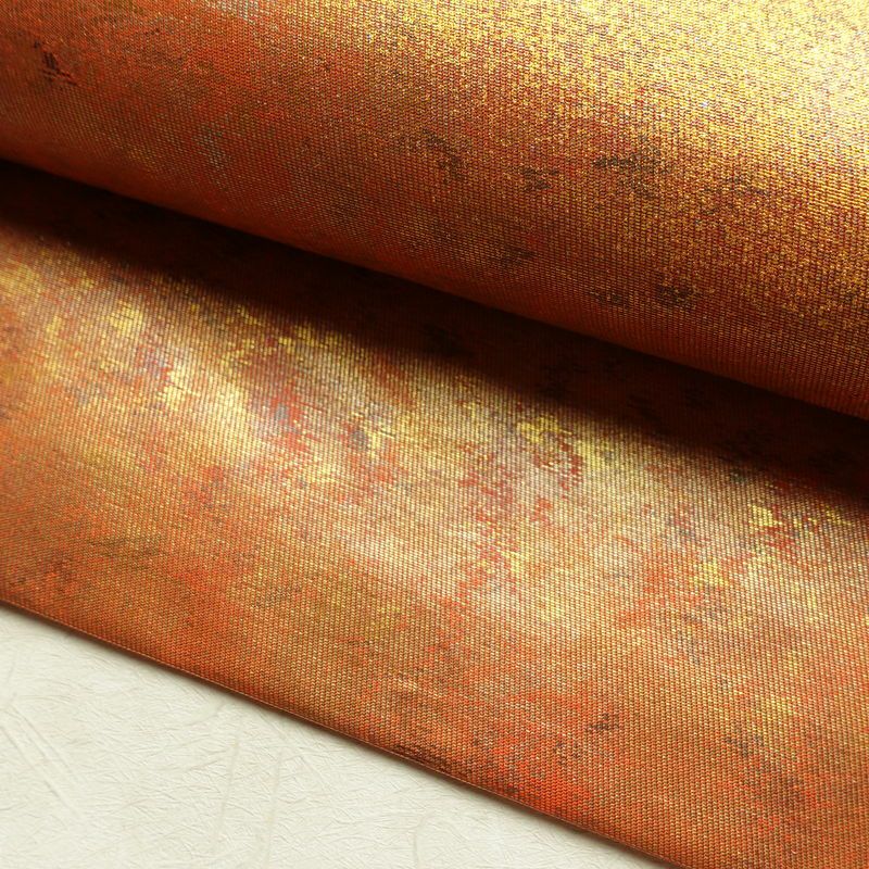 名古屋帯 太鼓柄 良品 正絹 花柄 名古屋仕立て なごや帯 リサイクル帯 帯 刺繍 箔 引箔 橙_画像9