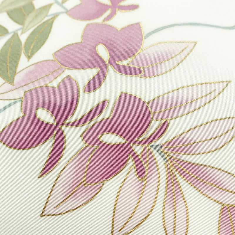 名古屋帯 太鼓柄 正絹 花柄 名古屋仕立て なごや帯 リサイクル帯 帯 金彩 シンプル 白_画像3