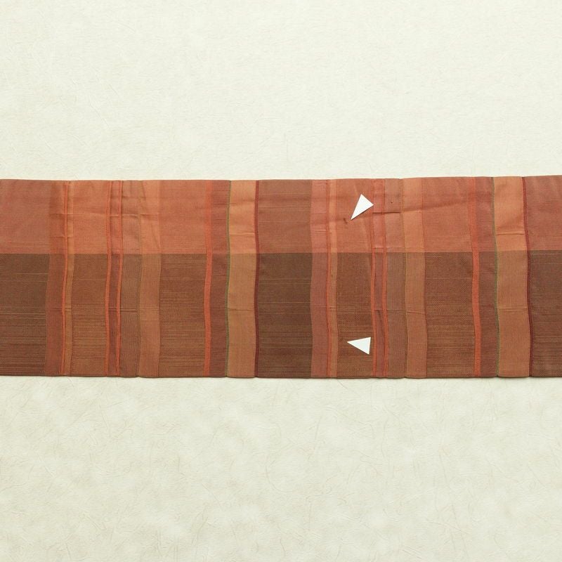 名古屋帯 六通柄 正絹 縞柄・線柄 名古屋仕立て なごや帯 リサイクル帯 帯 モダン 橙_画像12