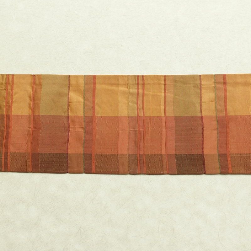 名古屋帯 六通柄 正絹 縞柄・線柄 名古屋仕立て なごや帯 リサイクル帯 帯 モダン 橙_画像15