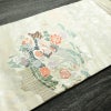 名古屋帯 太鼓柄 正絹 古典柄 名古屋仕立て なごや帯 リサイクル帯 帯 箔 紅葉 松 菊 白_画像12