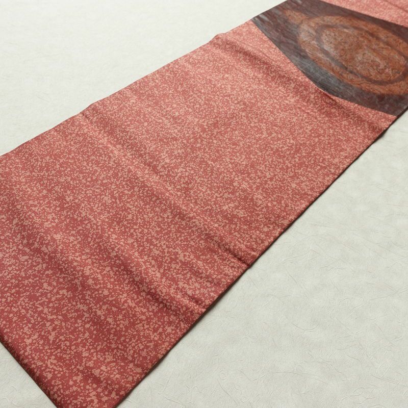 名古屋帯 太鼓柄 正絹 幾何学柄・抽象柄 名古屋仕立て なごや帯 リサイクル帯 帯 合皮 モダン ピンク_画像11