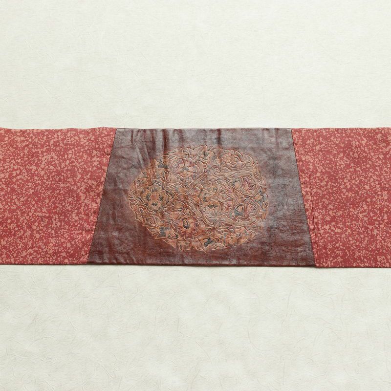 名古屋帯 太鼓柄 正絹 幾何学柄・抽象柄 名古屋仕立て なごや帯 リサイクル帯 帯 合皮 モダン ピンク_画像16