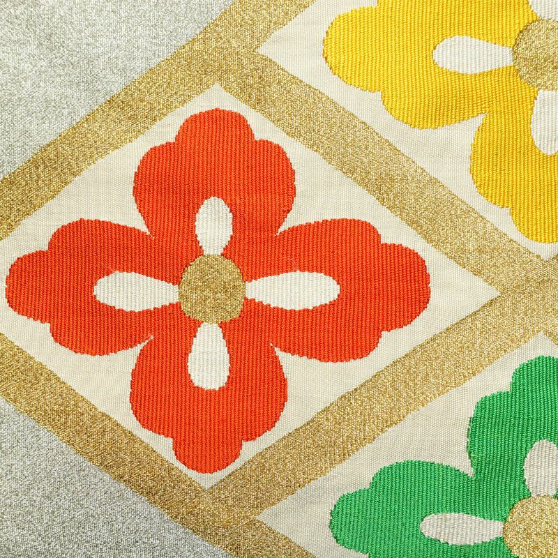 名古屋帯 太鼓柄 良品 正絹 古典柄 名古屋仕立て なごや帯 リサイクル帯 帯 金糸 シンプル 白_画像2