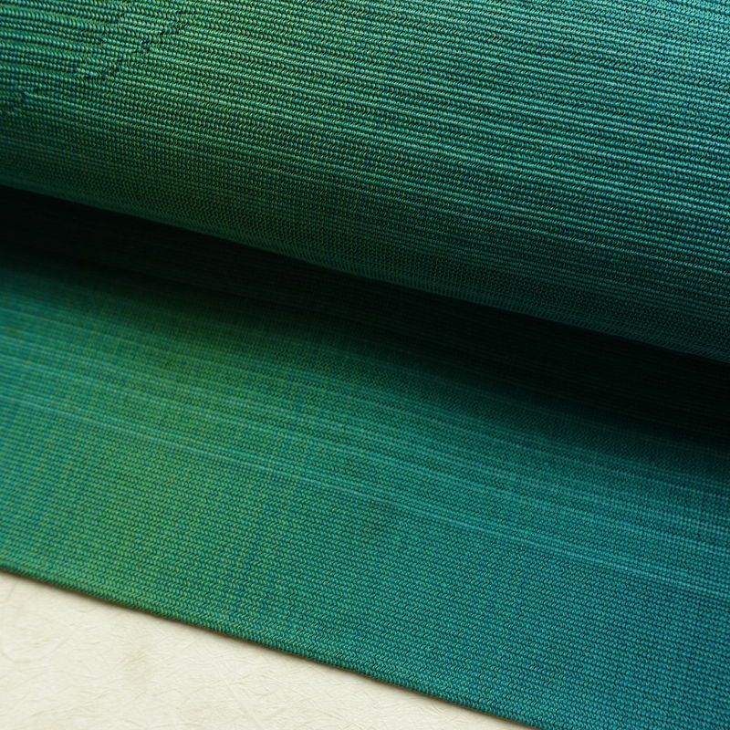 名古屋帯 太鼓柄 夏用 正絹 流水・波柄 名古屋仕立て なごや帯 リサイクル帯 帯 銀糸 緑・うぐいす色_画像7