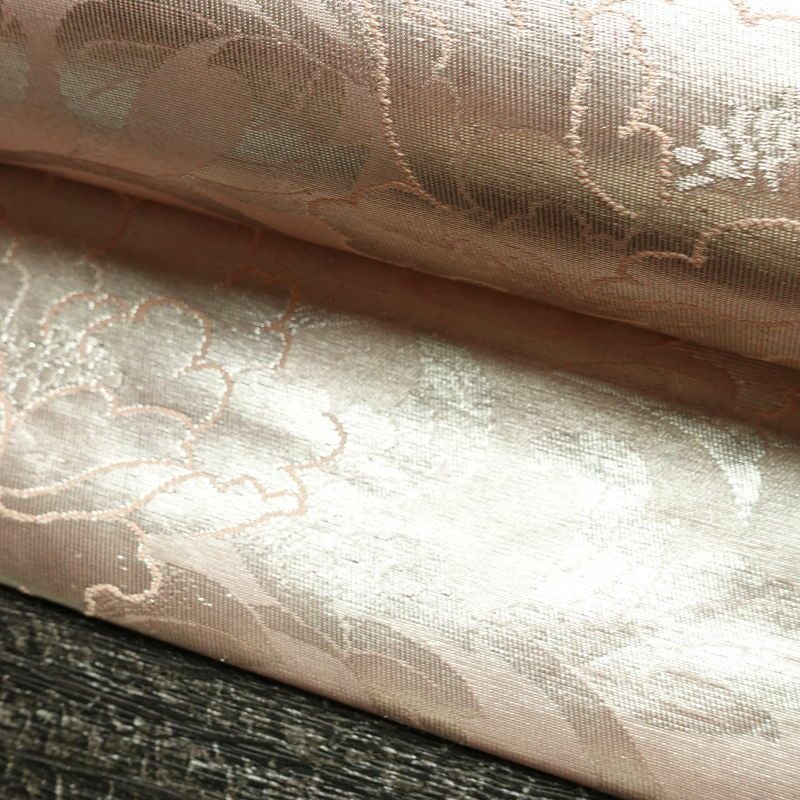 名古屋帯 六通柄 正絹 花柄 名古屋仕立て なごや帯 リサイクル帯 帯 引箔 ピンク_画像8