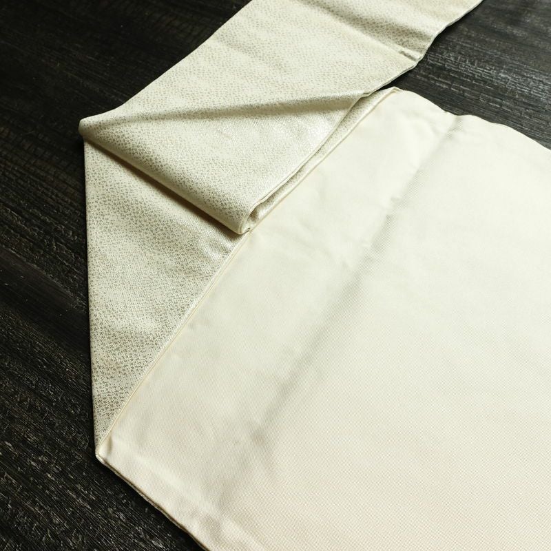 名古屋帯 太鼓柄 金駒刺繍 正絹 木の葉・植物柄 名古屋仕立て なごや帯 リサイクル帯 帯 刺繍 シンプル 金・銀_画像19