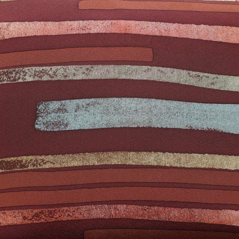 名古屋帯 全通柄 良品 正絹 幾何学柄・抽象柄 名古屋仕立て なごや帯 リサイクル帯 帯 モダン 小豆・エンジ_画像2