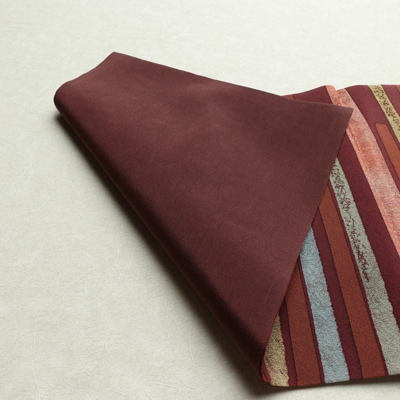 名古屋帯 全通柄 良品 正絹 幾何学柄・抽象柄 名古屋仕立て なごや帯 リサイクル帯 帯 モダン 小豆・エンジ_画像9