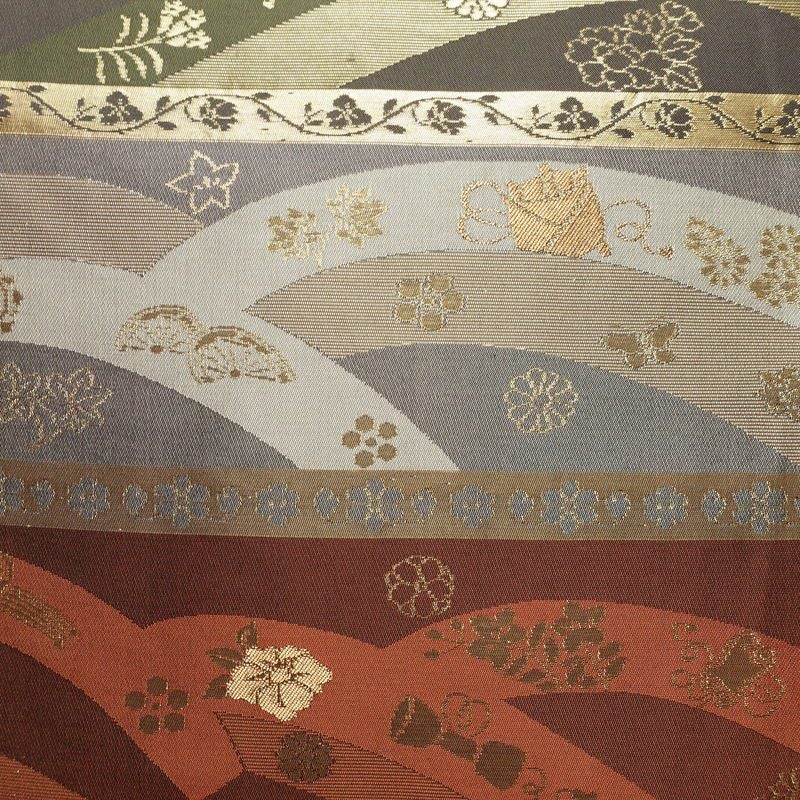 名古屋帯 太鼓柄 正絹 古典柄 名古屋仕立て なごや帯 リサイクル帯 帯 箔 多色使い_画像2