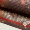 名古屋帯 太鼓柄 美品 正絹 名古屋仕立て なごや帯 古典柄リサイクル帯 帯 箔 菊 桜 銀朱色 赤・朱_画像9