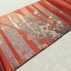 名古屋帯 太鼓柄 美品 正絹 名古屋仕立て なごや帯 古典柄リサイクル帯 帯 箔 菊 桜 銀朱色 赤・朱_画像13