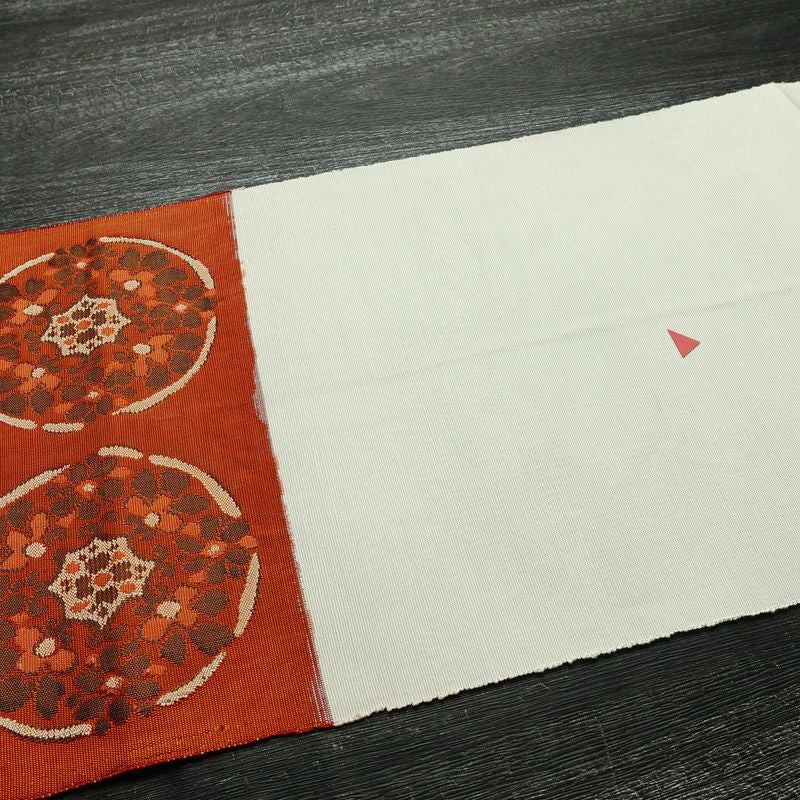 名古屋帯 太鼓柄 正絹 幾何学柄・抽象柄 松葉仕立て なごや帯 リサイクル帯 帯 白_画像14