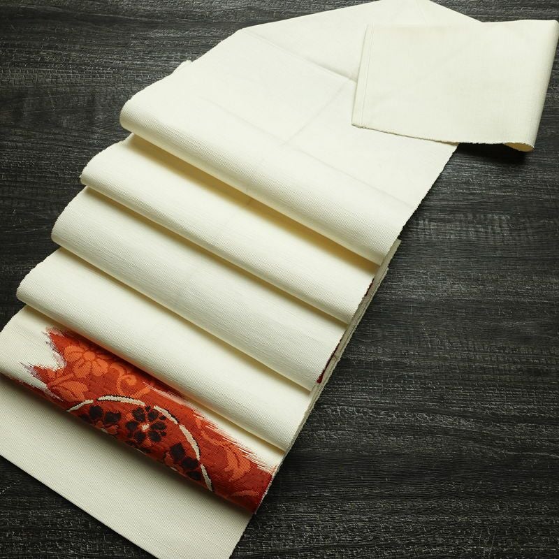 名古屋帯 太鼓柄 正絹 幾何学柄・抽象柄 松葉仕立て なごや帯 リサイクル帯 帯 白_画像19