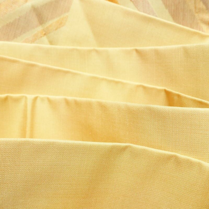 名古屋帯 六通柄 正絹 流水・波柄 名古屋仕立て なごや帯 リサイクル帯 帯 黄・黄土色_画像18