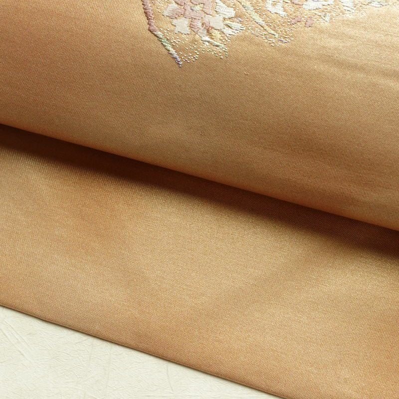 名古屋帯 太鼓柄 良品 正絹 幾何学柄・抽象柄 名古屋仕立て なごや帯 リサイクル帯 帯 ピンクベージュ ベージュ_画像7