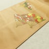 名古屋帯 太鼓柄 正絹 古典柄 名古屋仕立て シンプル 扇子 ベージュ_画像11