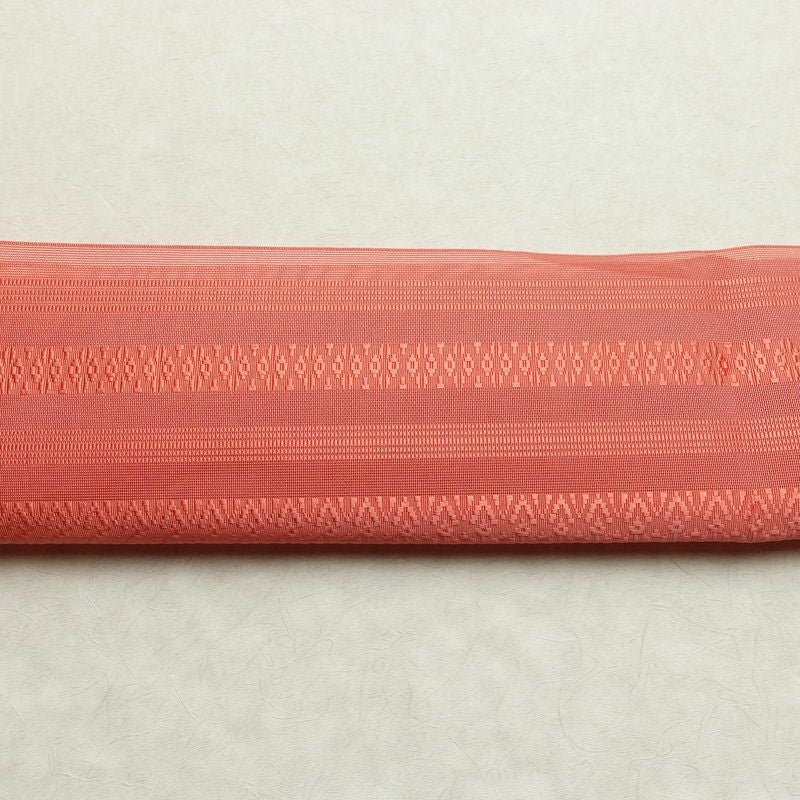 名古屋帯 全通柄 良品 夏用 正絹 縞柄・線柄 松葉仕立て なごや帯 リサイクル帯 ピンク 帯_画像13