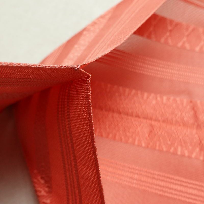 名古屋帯 全通柄 良品 夏用 正絹 縞柄・線柄 松葉仕立て なごや帯 リサイクル帯 ピンク 帯_画像16